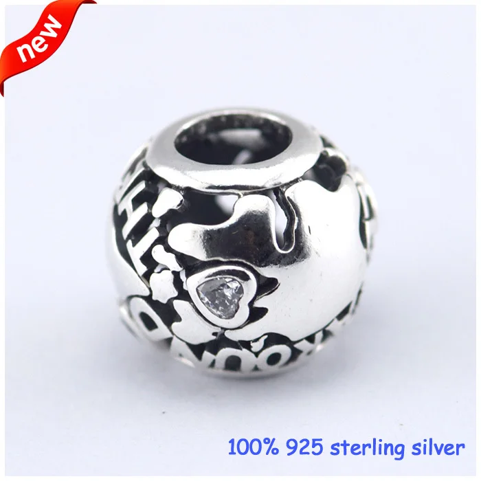 Шармы из серебра 100% пробы с фианитом для браслетов Пандоры