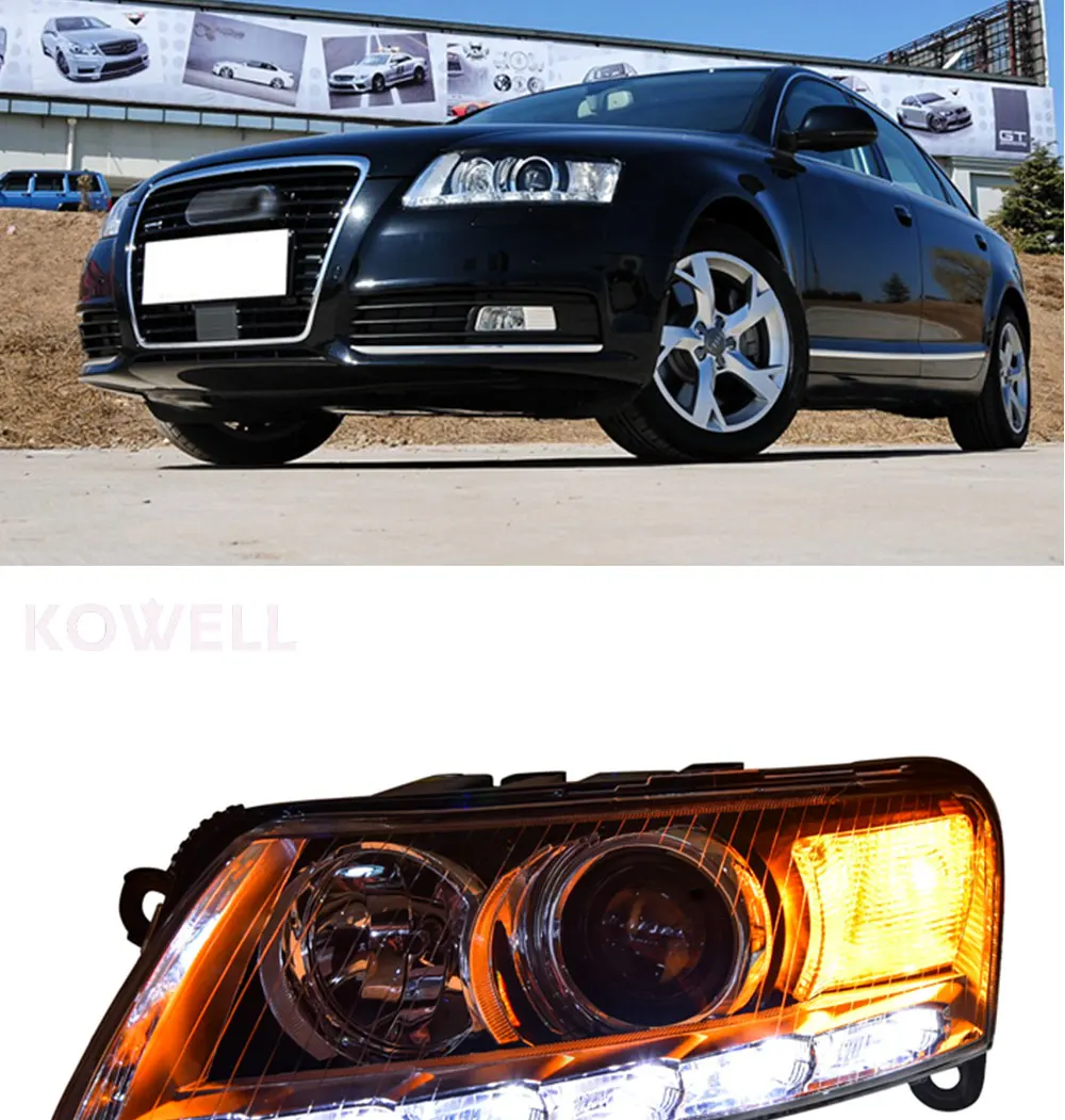 KOWELL автомобильный Стайлинг для Audi A6 C5 фары 2005-2012 A6 светодиодный фары DRL Объектив двойной луч HID комплект ксеноновые би ксеноновые линзы