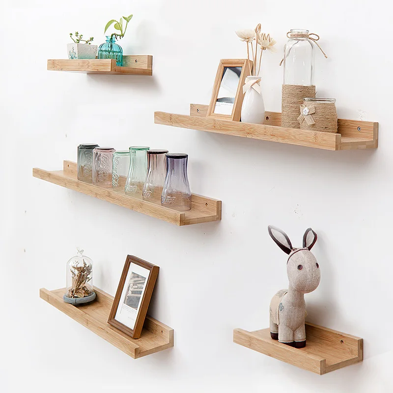 Бамбуковая настенная полка|wooden shelf|storage rackwall storage rack |
