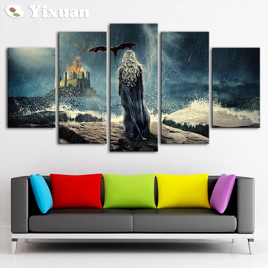 5 панелей DAENERYS TARGARYEN современное настенное искусство для декора стен Украшение