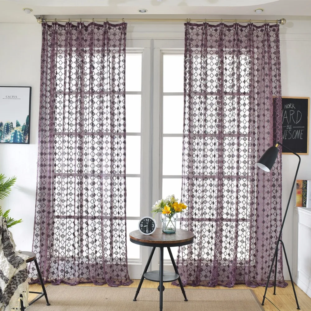Фиолетовые шторы для кухонного окна 4 цвета тюль современные украшения спальни