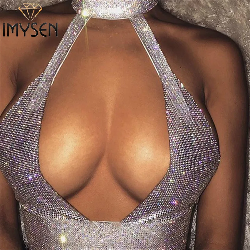 Imysen 2018 Для женщин Sexy алмазы Топики женские Топы корректирующие для ночного клуба