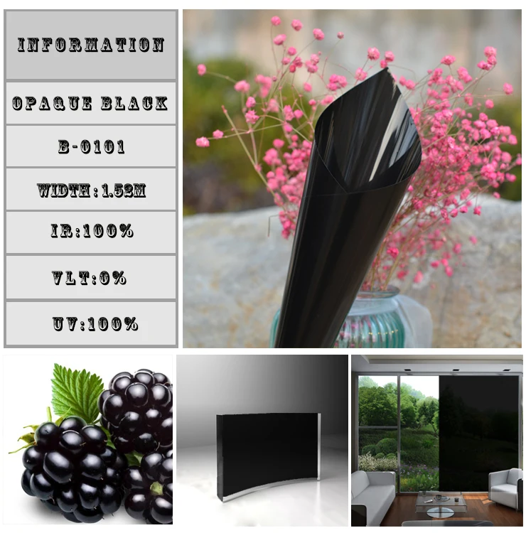 

HOHOFILM 50cmx500cm Black window film glass window 0%VLT film glass sticker translucidus sunscreen all black membrane