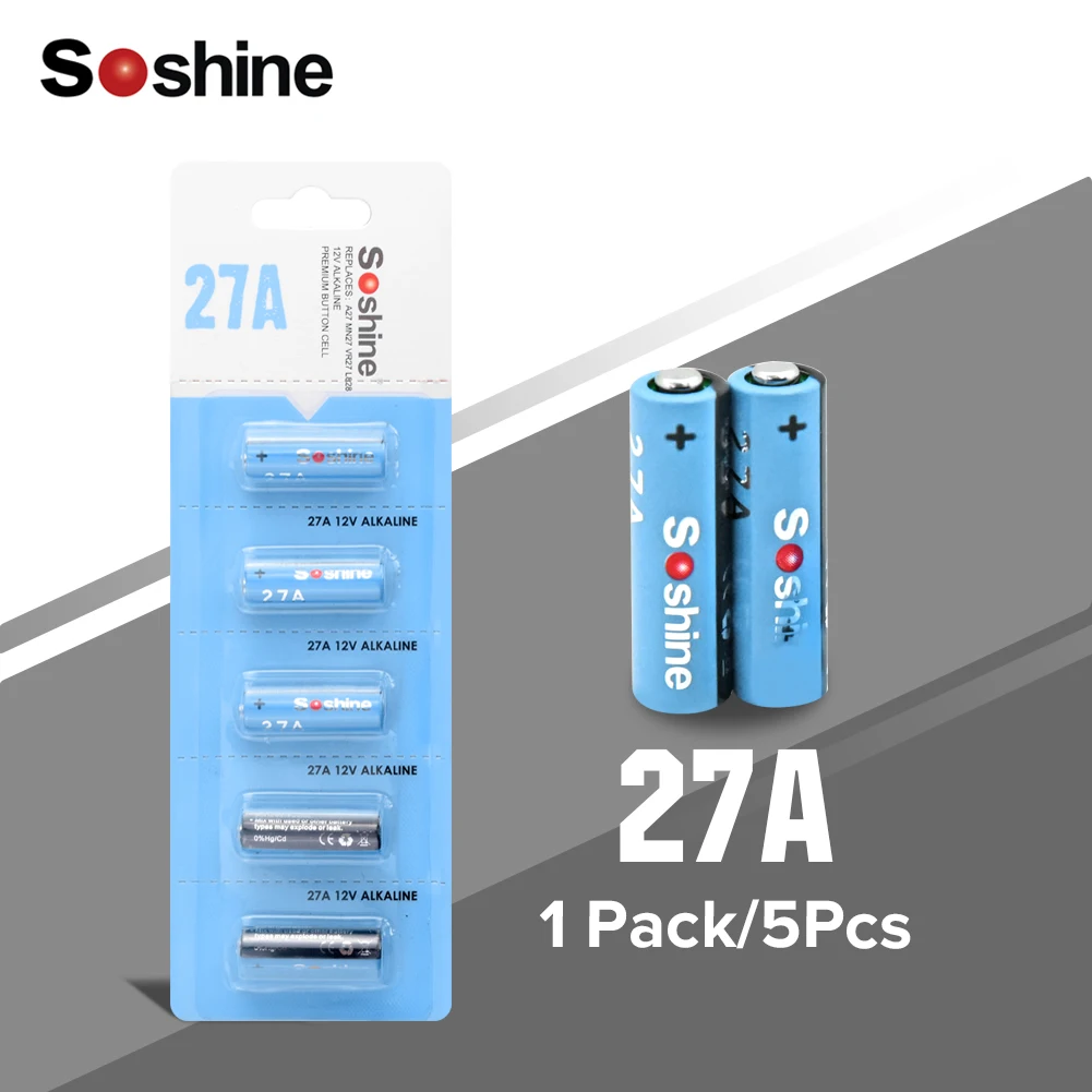 Soshine 12V 27A MN27 L828 щелочной Батарея E27 CA22 для Будильник-калькулятор пульт дистанционного управления Батарея RC часть 5 шт