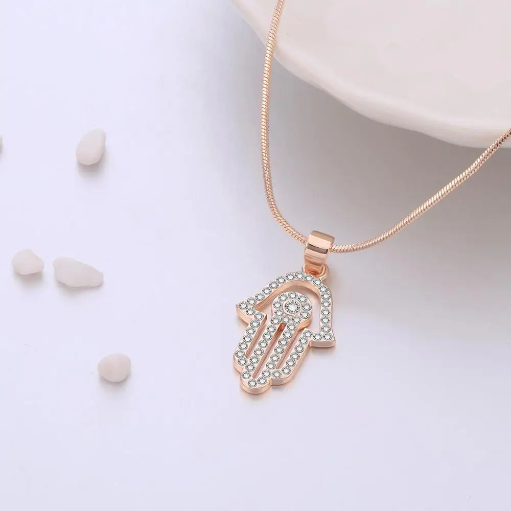 Vintage Boho Hamsa Pendant Necklace For Women Crystal Choker Gold Short Chain Fashion Jewelry 2019 Dropshipping | Украшения и