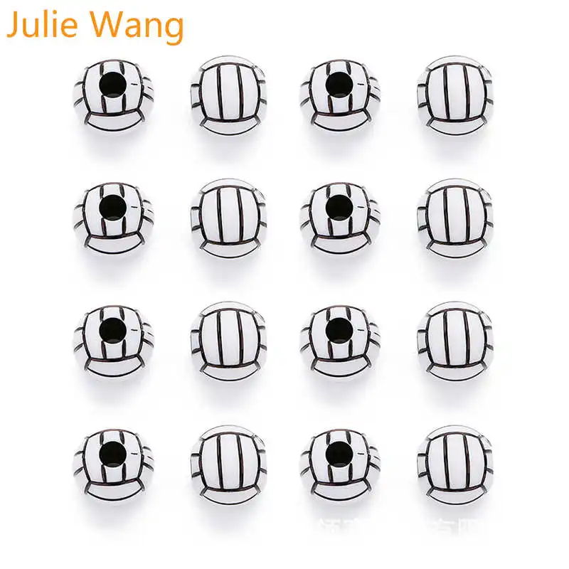 Julie Wang 50 шт. 12 мм акриловые Круглые бусины для баскетбола волейбола браслета