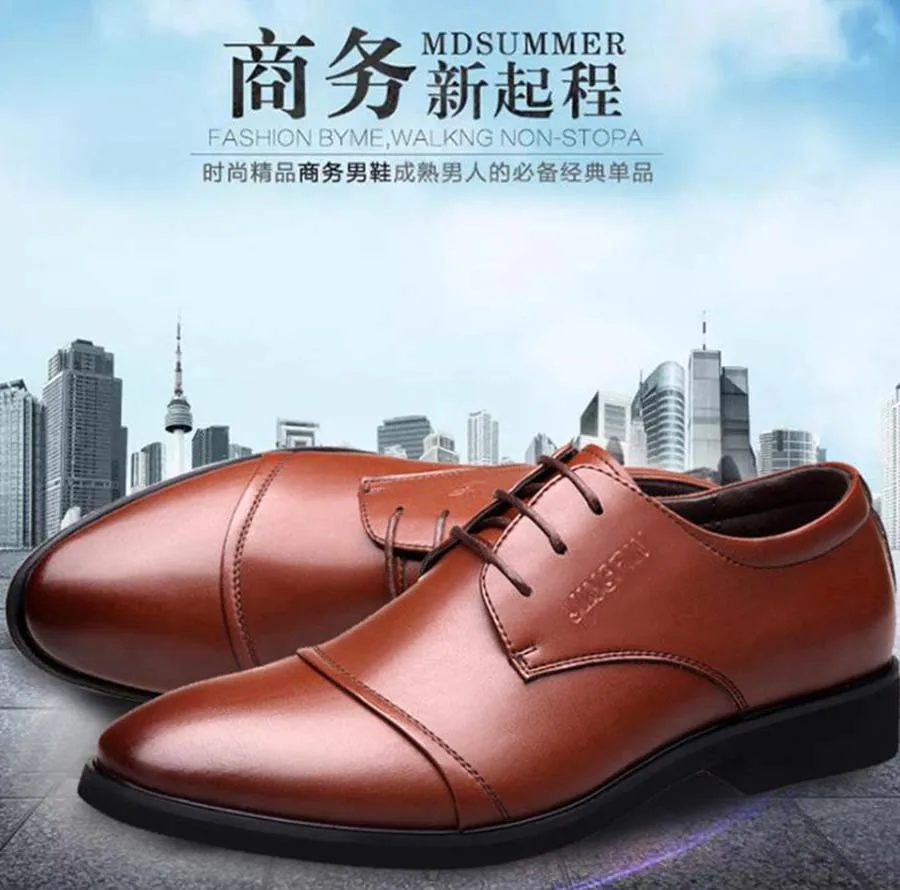 Men's New Leather Shoes Spring Business Dress Breathable Casual Show Confidence Handsome Great Wedding Male | Обувь