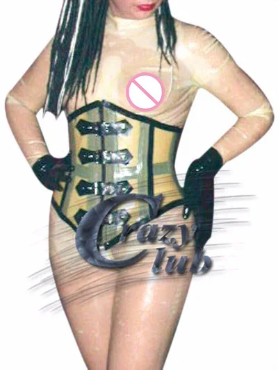 

Crazy club_Women Latex Corsets Clothes Corest latex boulces the front and knitting back latex corset 100% pure natural Latex