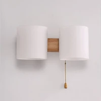 solid wood wall lamp modern led bedside lamp e27 single double head indoor wall lamp