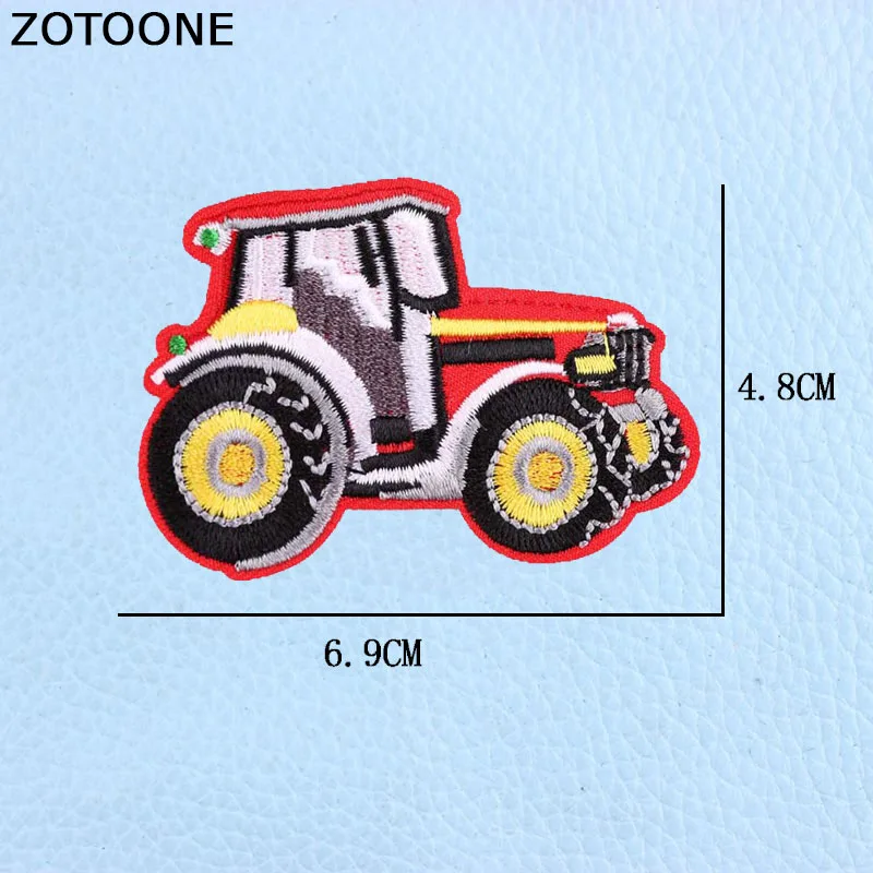 Шампанское ZOTOONE/крутые нашивки с мультипликационным автомобилем для детей, железная аппликация, нашивки с вышивкой, одежда в стиле панк, значки на заказ для мальчиков E - Цвет: Шампанское