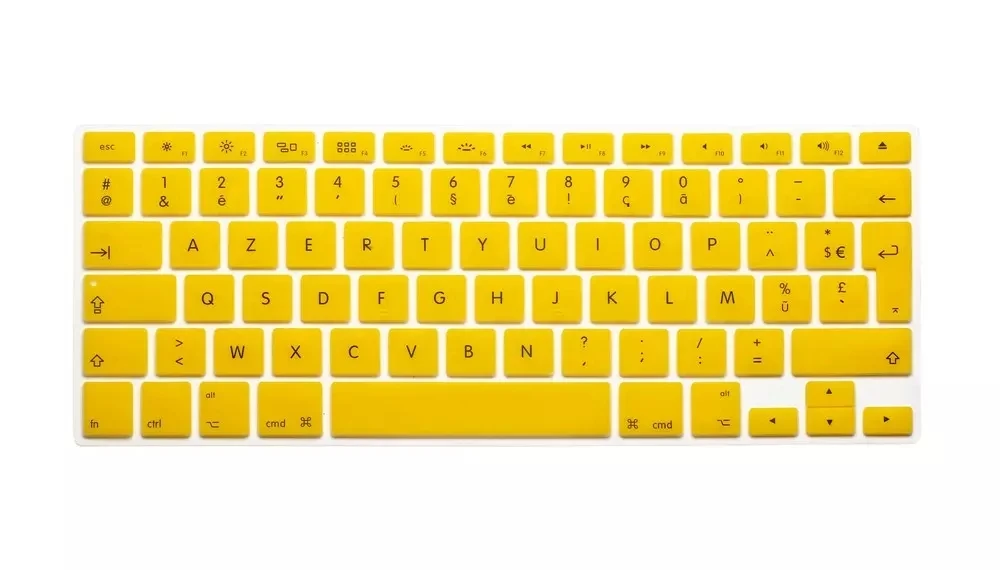 Yellow Силиконовый чехол для клавиатуры с французскими буквами для Macbook Air Pro retina 13 15 17 протектор для Mac book клавиатура франция ЕС AZERTY - Цвет: Yellow