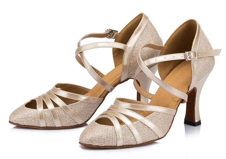 Zapatos de baile latino mujer профессиональная танцевальная обувь для бального зала женские туфли для танцев Танго Сальса латинские танцевальные туфли на каблуке 7 см