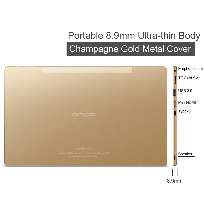 Оригинальный ONDA obook 11 Pro 11.6 дюймов Intel Core m3-7Y30 до 2.6 ГГц Fenêtres 10 дома OS 4 ГБ /64 Планшеты