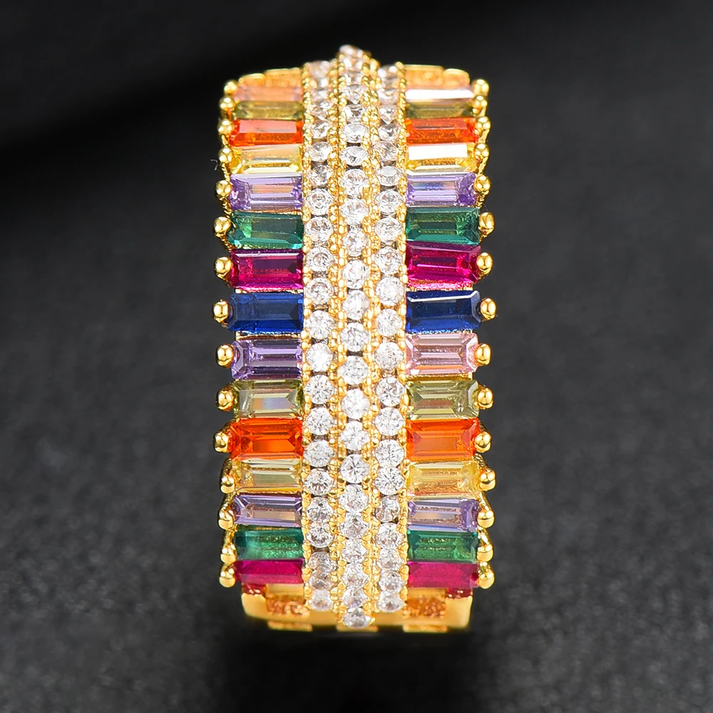 Женские вечерние кольца GODKI обручальные радужного цвета с кубическим цирконием