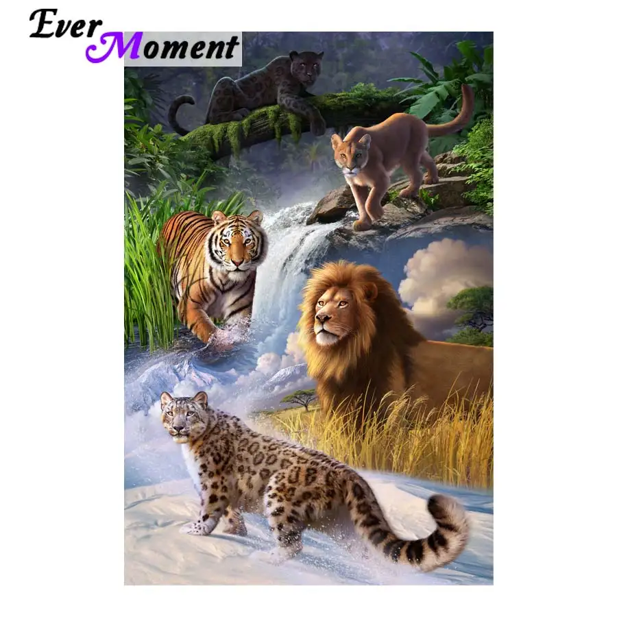 

Ever Moment Painting Big Cats DIY 5D Diamond Painting Cross Stitch Embroidery Diamond Full Mosaic DP for Wall ASF813