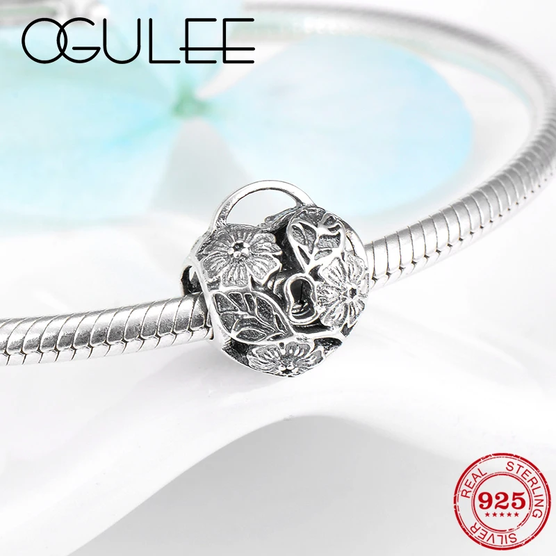 Стерлинговое Серебро 925 пробы модные серебряные бусины в форме сердца ювелирное