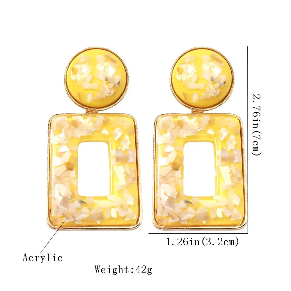 Квадратные акриловые Висячие серьги для женщин сплав массивные большие висячие