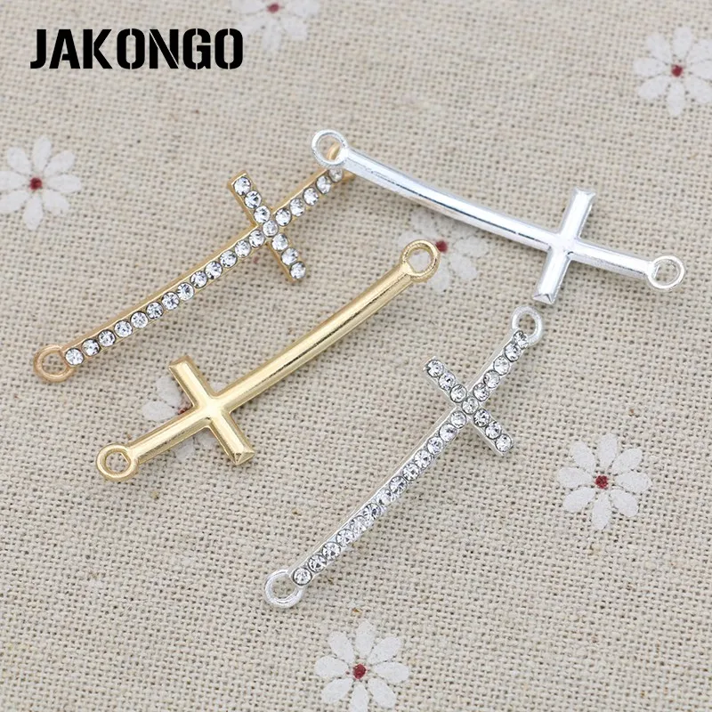 JAKONGO посеребренные Хрустальные кресты Jesus разъемы для изготовления ювелирных изделий браслет фурнитура Аксессуары DIY ремесло 45x14 мм 5 шт./лот