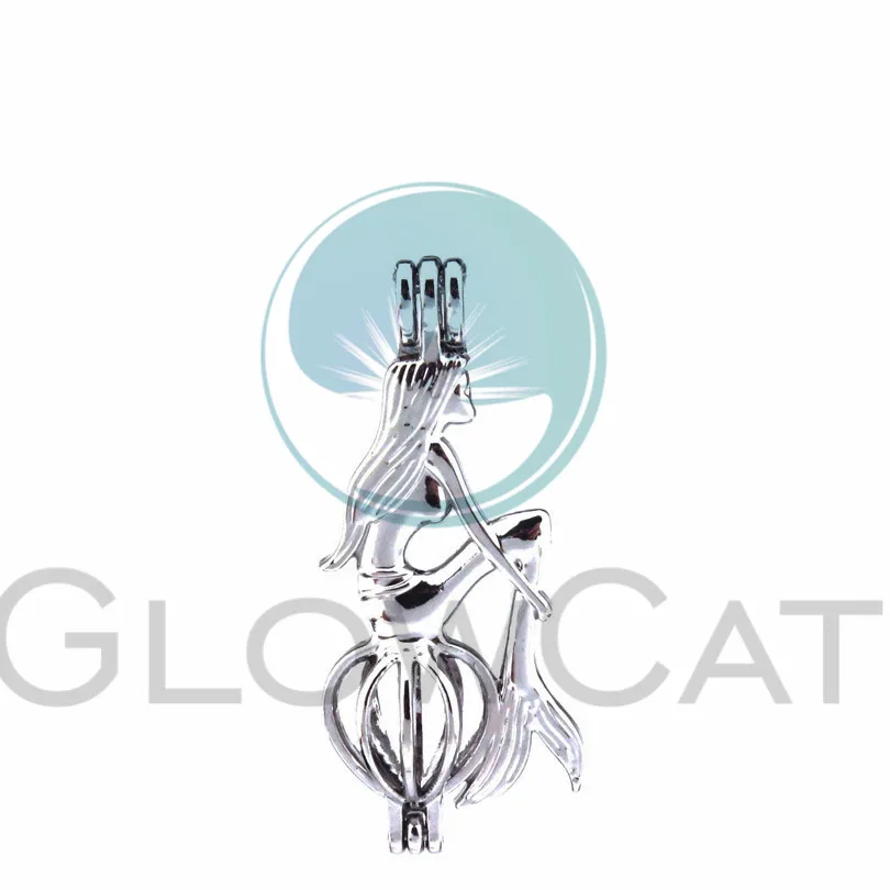 5 шт. Русалка жемчужная клетка медальон кулоны из нержавеющей стали с распылением