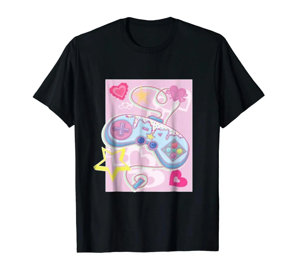 Kawaii геймер девушка фея Kei Vaporwave эстетической T Shirt|Мужские футболки| |