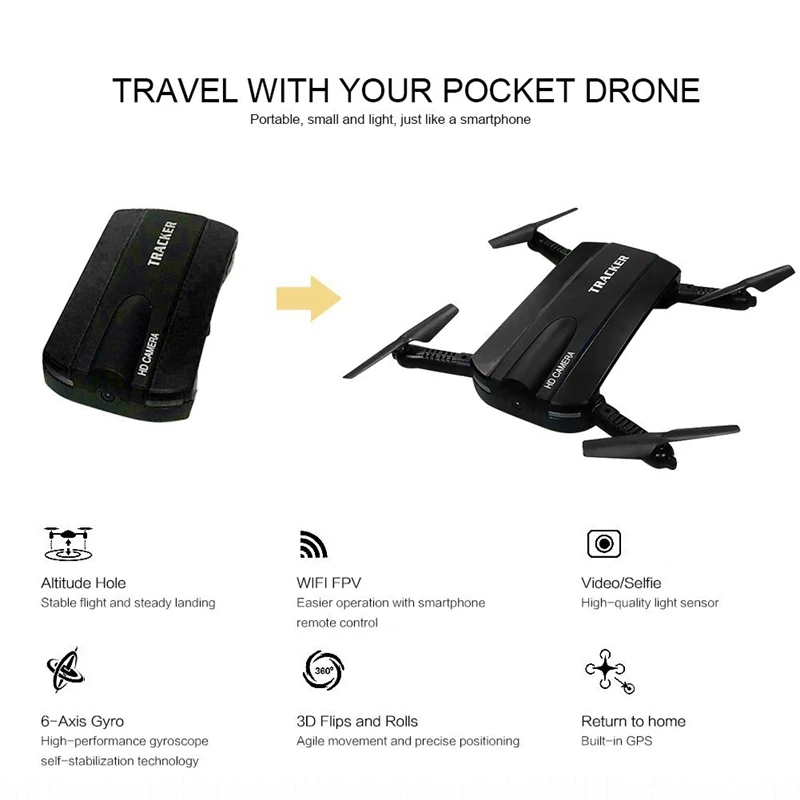 Jxd 523 складной Дрон с камерой Управлением по телефону Fpv Quadcopter Rc вертолет Wi Fi мини