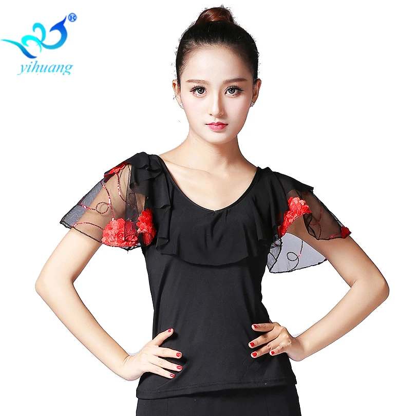 

Free Shipping Ballroom Dance Costume Blouses Ladies Modern Standard Tops Latin Flamenco Tango Waltz Latin Salsa Dancewear Tops