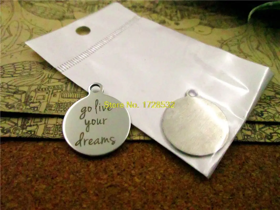 20 шт -- мм круг из нержавеющей стали круглый &quotgo live your dreams&quot одна сторона DIY