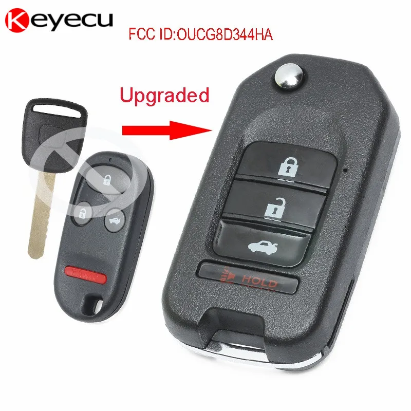 Keyecu модифицированный Флип дистанционный брелок для Honda CR V 2002 2003 2004 3 + 1 Кнопка T5