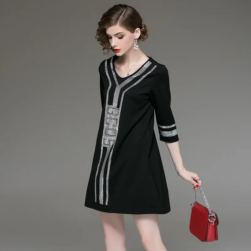 Осень Женская Одежда Женщины платье Новая мода Женские топы сплошной цвет с