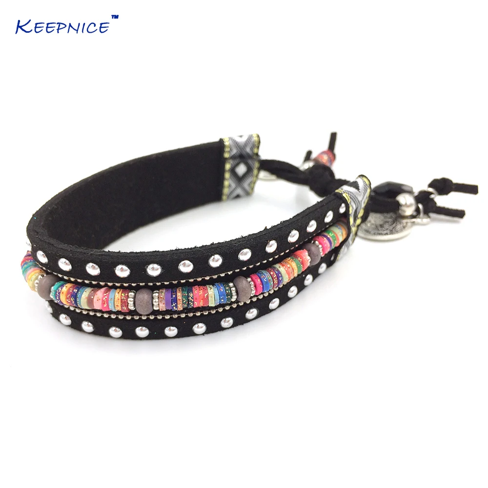Новые европейские ювелирные изделия ручной работы черный кожаный браслет в
