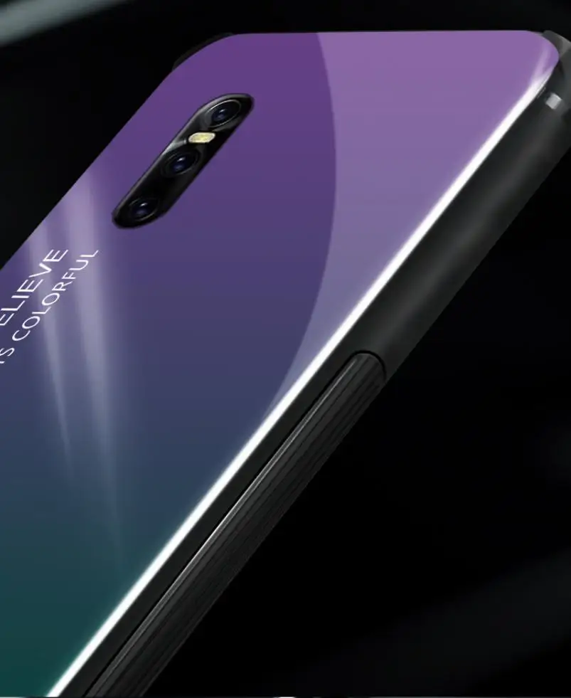 ДЛЯ vivo X27 чехол тонкий мраморный градиентный цвет Закаленное стекло силиконовый