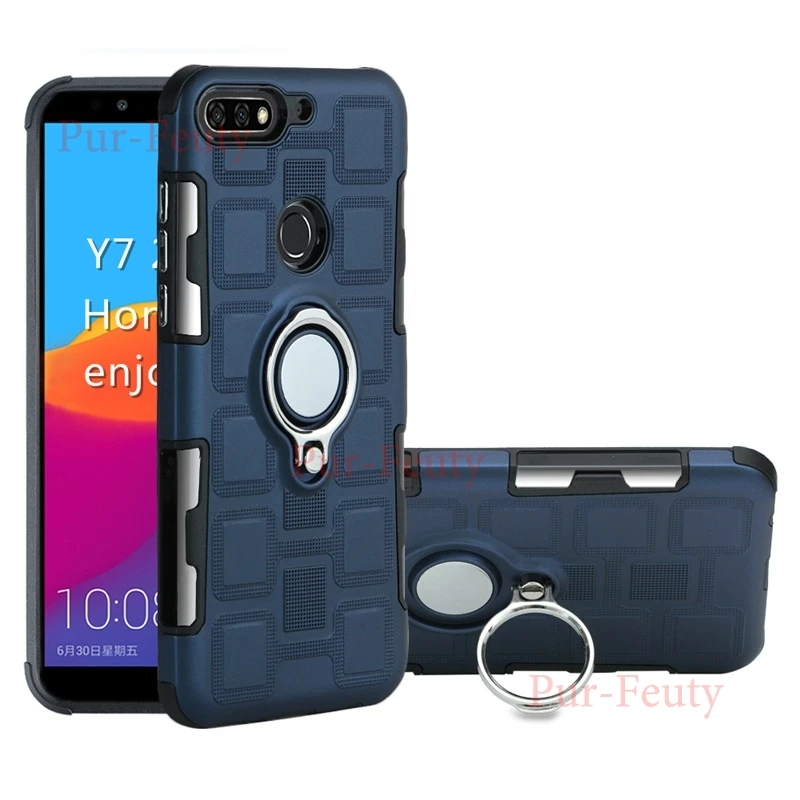 navy Для Huawei Y9 FLA LX1 LX5 LX3 ударопрочный защитный чехол с подставкой из ТПУ для Huawei Honor 7A 7C 7S 10 Play Y5 Y6 Y7 Y9 чехлы - Цвет: navy