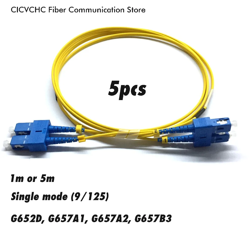 

5pcs Duplcs CSC/UPC-CSC/UPC Fiber Patchcord-SM(9/125) G652D, G657A1, G657A2 or G657B3-1m, 5m-2x3.0mm Cable / Jumper