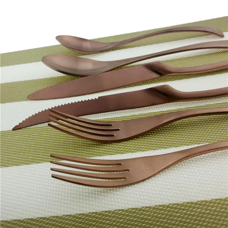 Upscale Favors Rose Gold Matte Cutlery 18/10 Stainless Steel Coffee Tea Fork Dinnerware Steak Knife Tableware Set | Дом и сад
