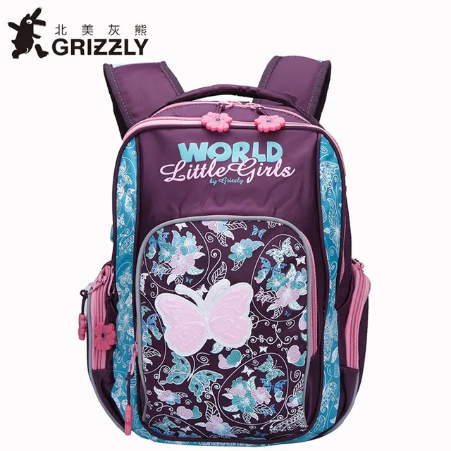GRIZZLY/Новинка года; Детский рюкзак для России; милые школьные сумки ортопедические водонепроницаемые школьные сумки для девочек 1-4 класса - Цвет: 10