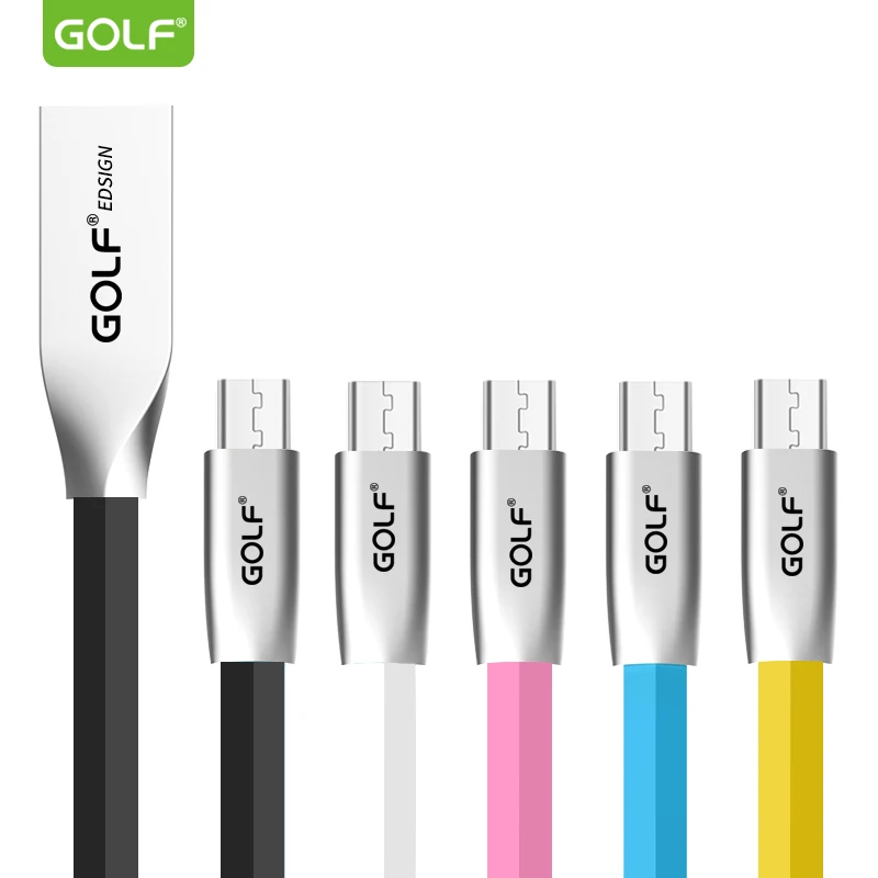 GOLF 1 м цинковый сплав TPE плоский Micro USB кабель для синхронизации данных и зарядки