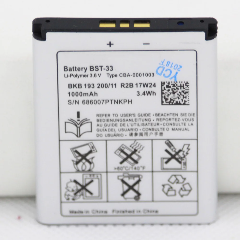 

20pcs/lot BST-33 950mAh Phone Replacement Battery For Sony K530 K790 K790i K790C K800 K800i K810i K818C W595C T700 C702 G705