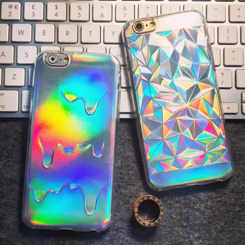Для iPhone7 7plus 6 6S 6splus 5 5S 3D бриллиантовый Радужный цвет и стиль мороженого голограмма