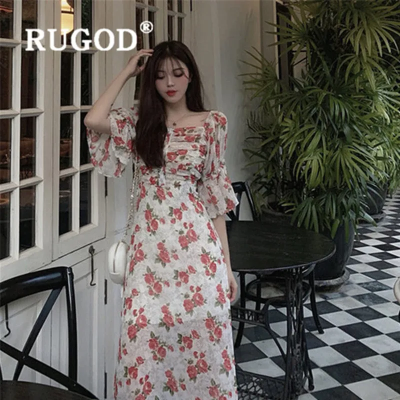 RUGOD Новое поступление однобортное Плиссированное шифоновое платье для женщин с v