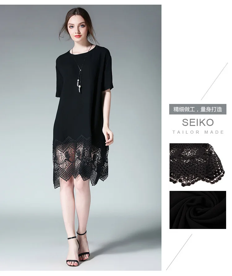 Новинка 2017 летнее женское хлопковое льняное платье кружевное лоскутное ажурное