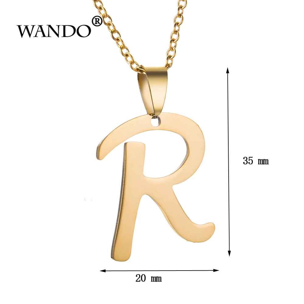 WANDO маленькая буква R золотого цвета инициальный Алфавит ожерелья 50 см цепь для