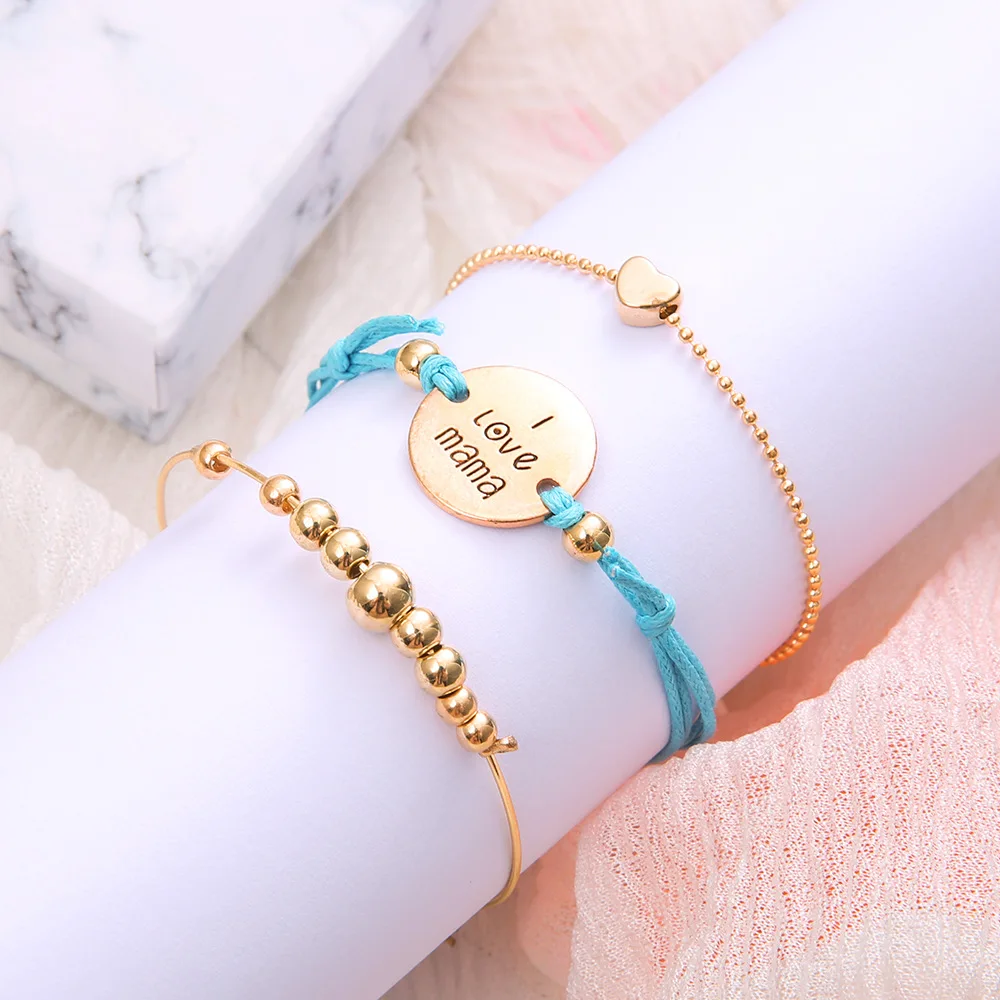 3 шт./компл. богемный классический плетеный браслет из голубого веревки в форме