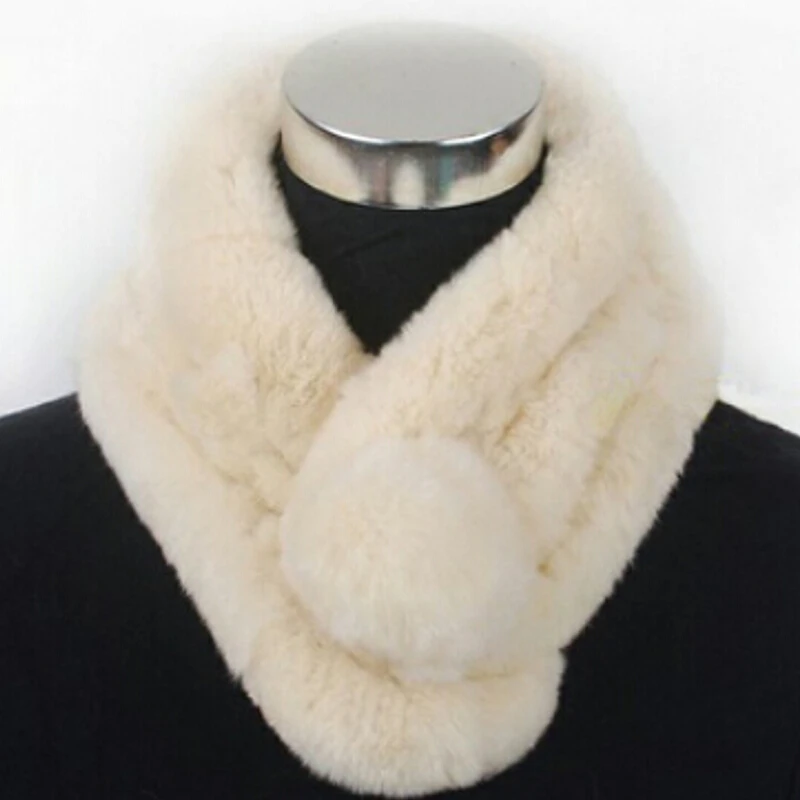 2018 шарф кролика рекс с шариком меховой Глушитель Зимний женский модный шейный