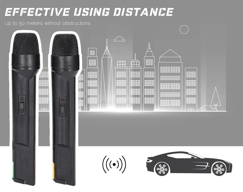WEISRE WM-03V Профессиональный 220-270 МГц караоке радио беспроводной карманный УКВ передатчик микрофон набор с 2 микрофоном 1 приемник