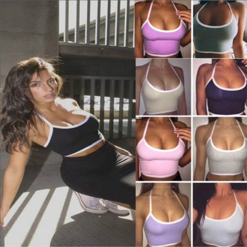 Женский жилет для тренировок Однотонная футболка без бретелек с пуш-апом фитнеса