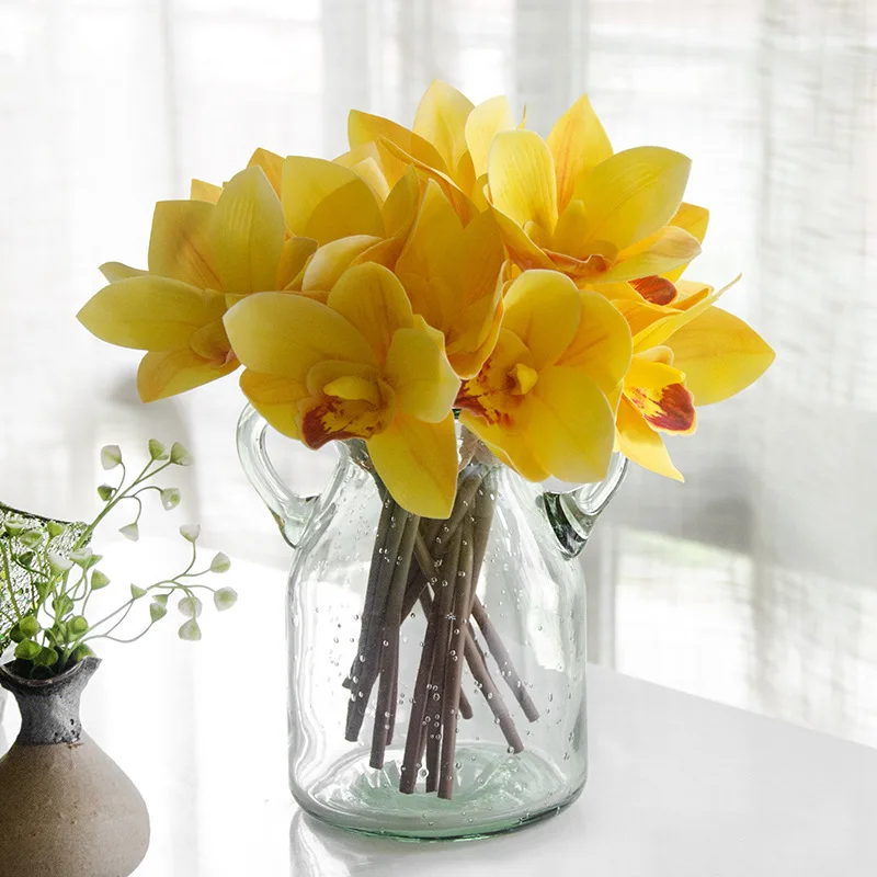 Real Touch Cymbidium 4 Цветочные головки искусственный цветок для украшения дома и свадьбы