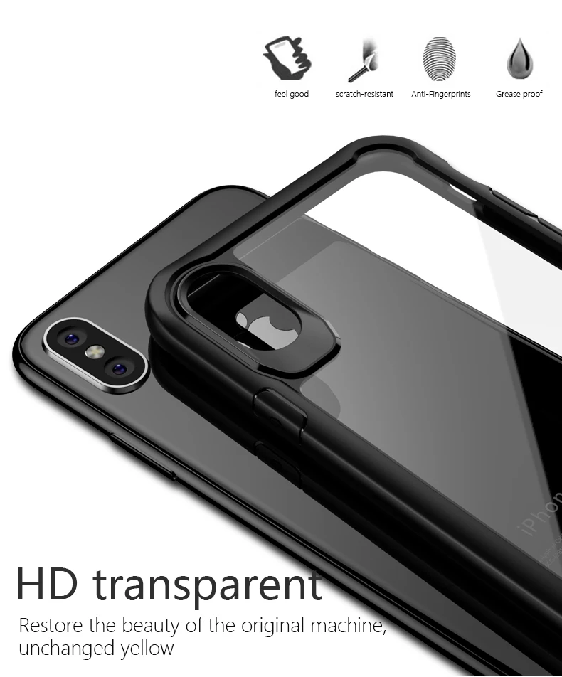 Для IPhone X Встроенная Дело Роскошные HD прозрачный Футляр ПК для ТПУ Мягкая задняя