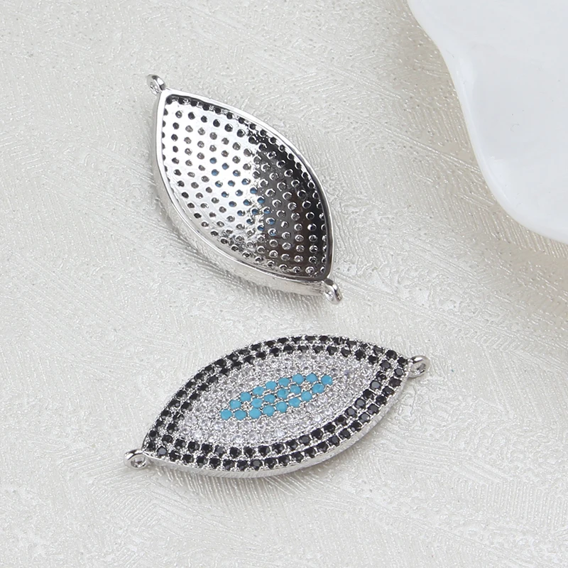 1pc 35*17mm Evil Eye Charms Micro Pave CZ Connectors Bracelet Pendant Jewelry Making Accessories Handmade Finding | Украшения и