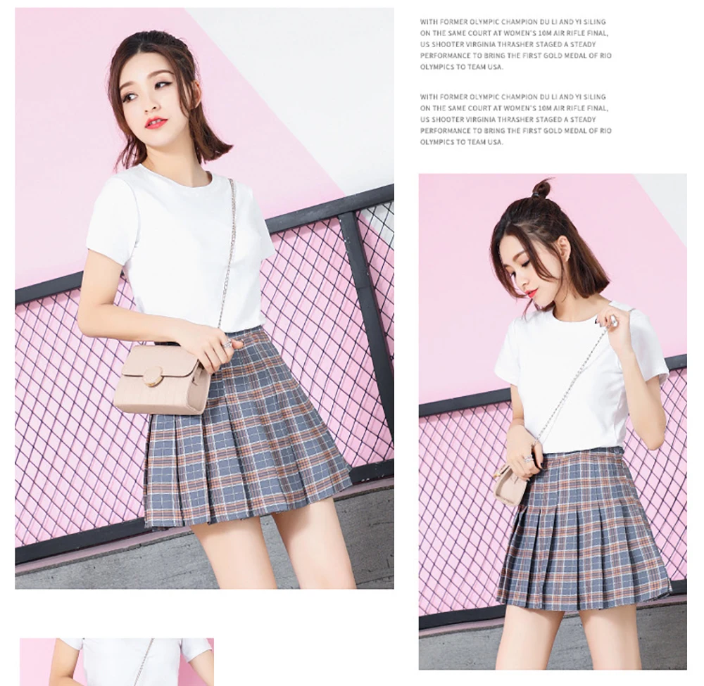 Sanxiaxin XS-3XL Harajuku Женская мода лето Высокая талия танец плиссированная юбка косплей клетчатая юбка kawaii женские юбки