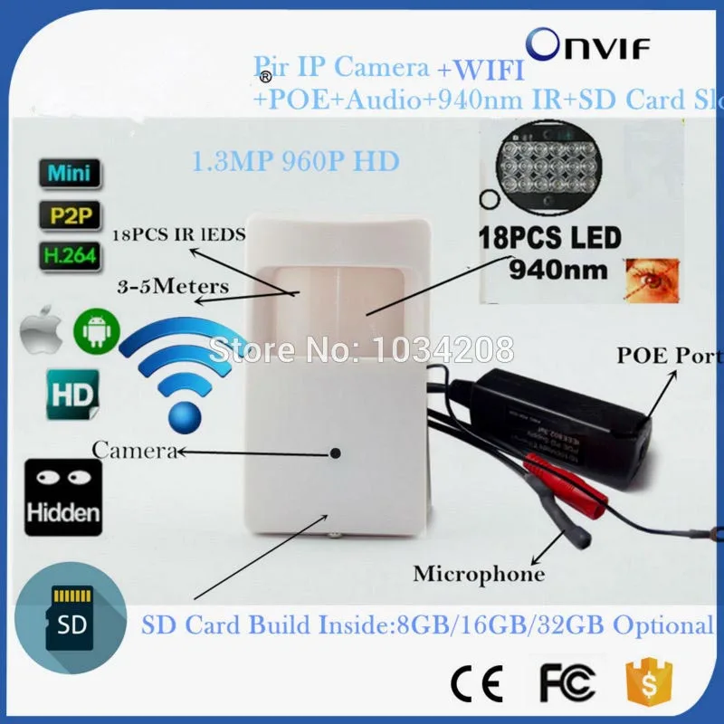 Мини IP камера видеонаблюдения 960P Wi Fi ночное видение Нм|p2p onvif|wifi night visionip camera security |